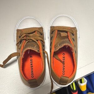 Leather Converse Kids Tan and Orange Sneakers